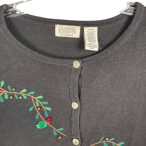 Womens Cardigan XL Embroidered Cardinal Whimsical Granniecore Grandma Modest - Picture 4 of 12